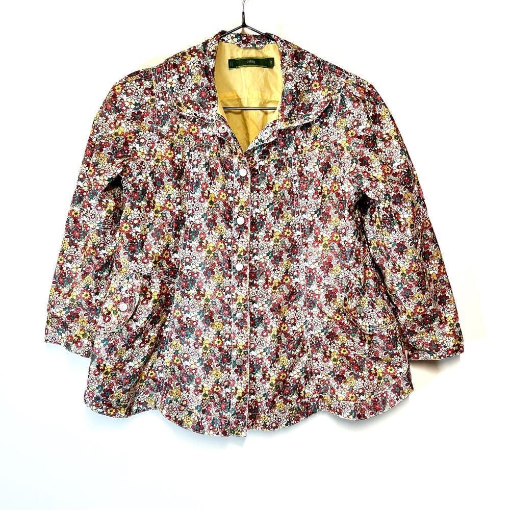 Oilily Girls Floral Scalloped hem Jacket Size 128 or 6/7 US
